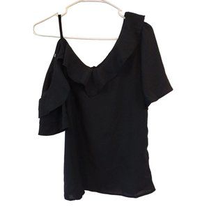 Women's Medium Black Cold Shoulder Blouse. Unbranded. Polyester.